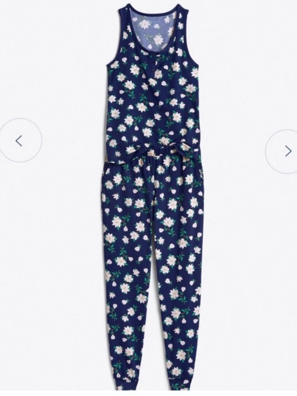 NWT Draper James Hillary Pajama Set Womens L Navy New Magnolia Floral Blue Cool